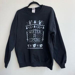 Gildan Womens Game of Thrones Sweater Winter is Coming Long Sleeve Black Large